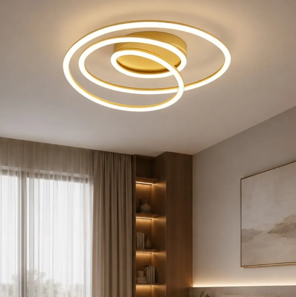Plafoniera per camera da letto oro spira perenz led 3000k