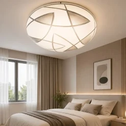 Plafoniera per camera da letto tonda vetro 40 cm decorato bianco fish perenz