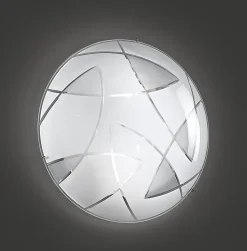 Plafoniera per camera da letto tonda vetro 40 cm decorato bianco fish perenz