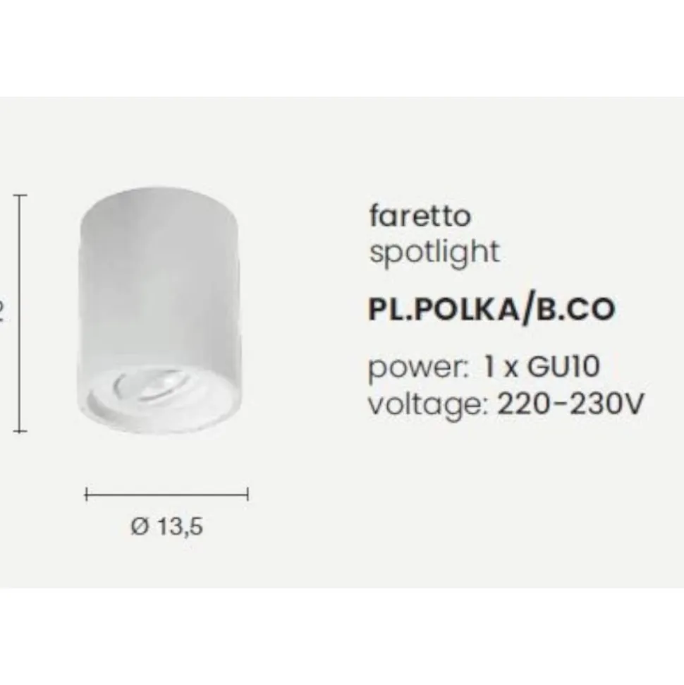 Pl polka ondaluce faretto in gesso cilindro orientabile gu10