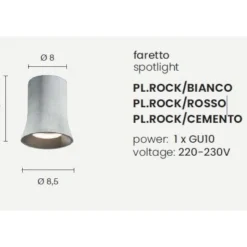 Pl rock ondaluce faretto da soffito in cemento rosso