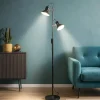 Polly pt2 ideal lux piantana nera da lettura due luci orientabili