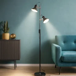 Polly pt2 ideal lux piantana nera da lettura due luci orientabili
