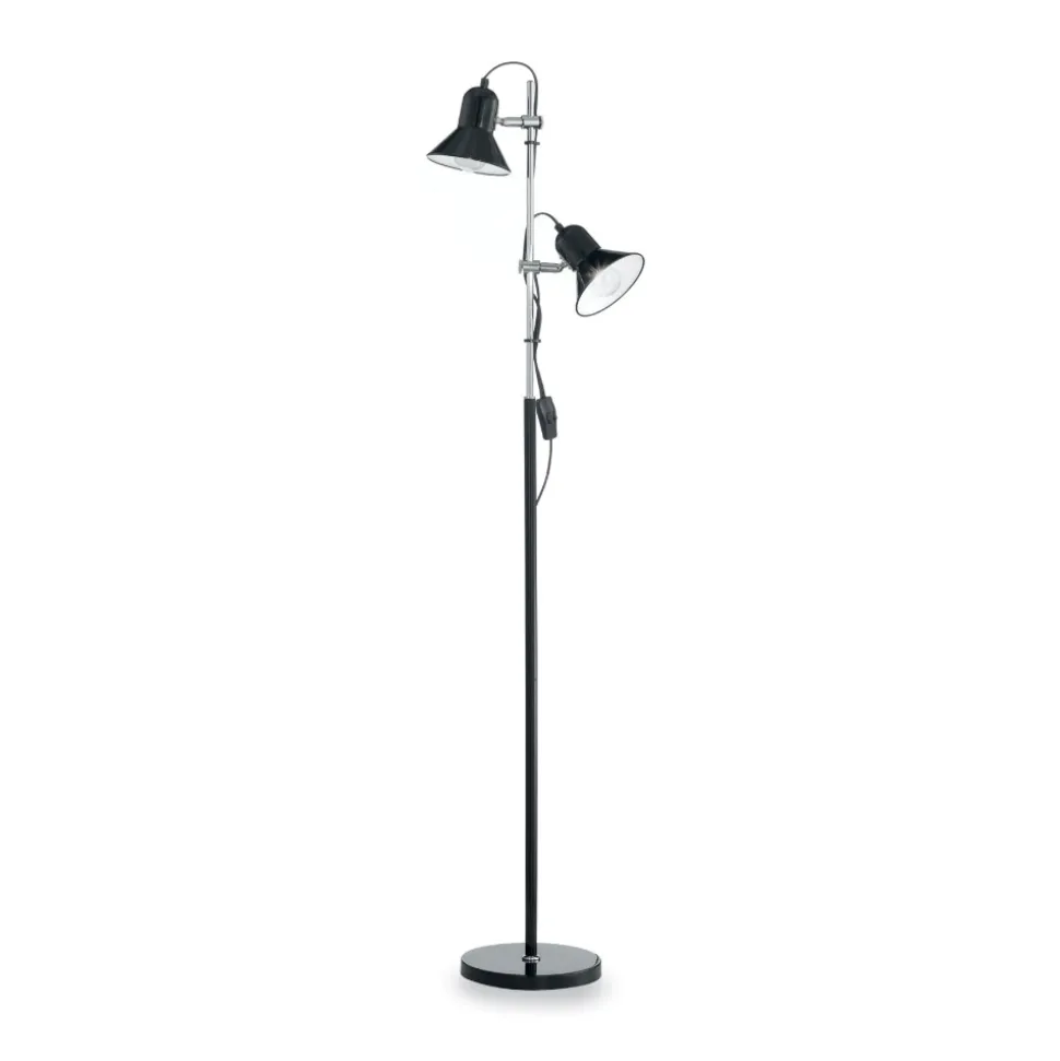 Polly pt2 ideal lux piantana nera da lettura due luci orientabili