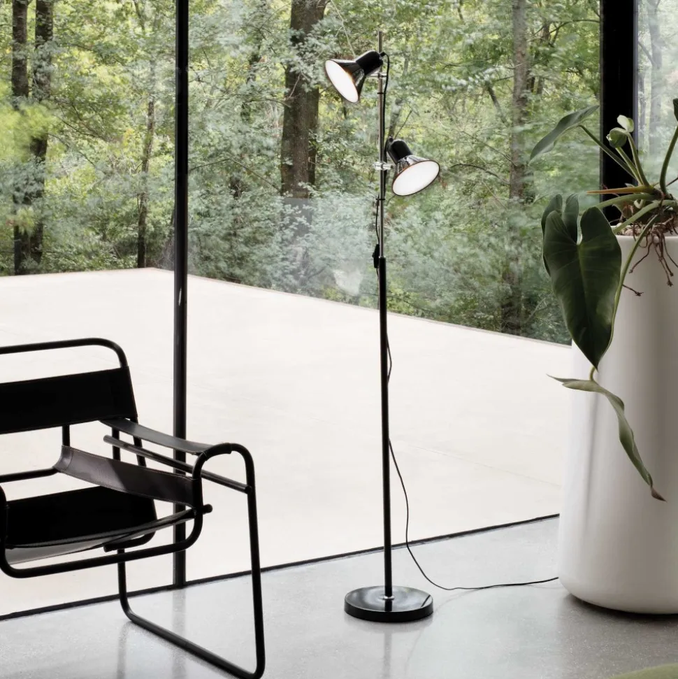 Polly pt2 ideal lux piantana nera da lettura due luci orientabili