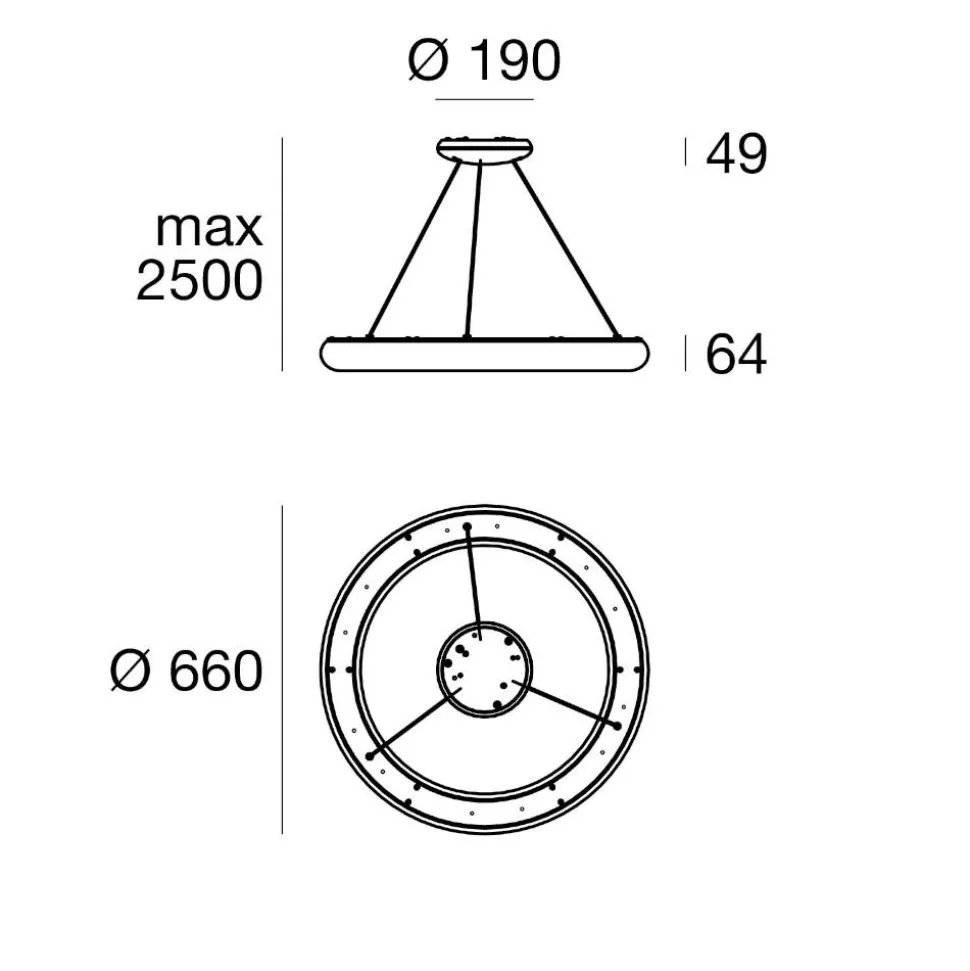 Polo linea light lampadario cerchio led moderno dimmerabile dali