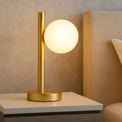 Pomi miloox lampada da comodino moderna oro vetro bianco