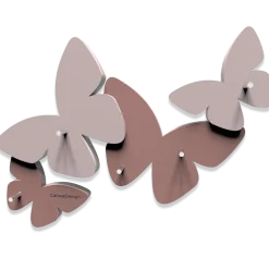 Portachiavi da parete magnetico moderno farfalle legno colore rosa nuvola