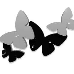 Portachiavi da parete moderno farfalle legno nero grigio