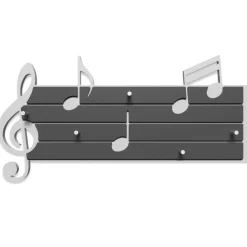Portachiavi da parete moderno magnetico pentagramma musicale legno bianco grigio