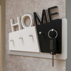 Porta chiavi da parete per ingresso moderno magnetico legno bianco nero