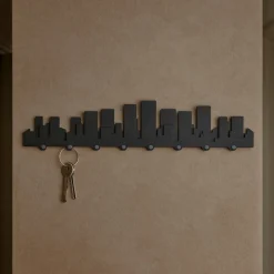 Portachiavi da parete skyline legno grigio quarzo