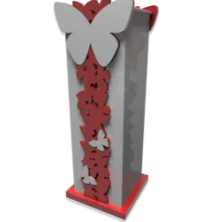 Portaombrelli farfalle moderno legno colore rosso rubino grigio