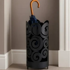 Portaombrelli metallo nero design moderno metallo traforato