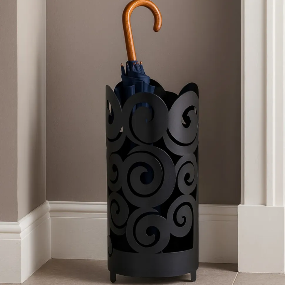 Portaombrelli metallo nero design moderno metallo traforato