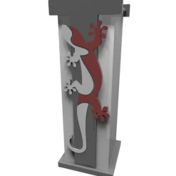 Portaombrelli moderno da terra geko legno rosso rubino grigio