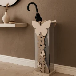 Portaombrelli moderno farfalle legno colore tortora
