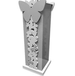 Portaombrelli moderno farfalle legno bianco grigio