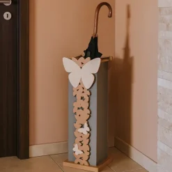 Portaombrelli moderno farfalle legno colore abbronzato