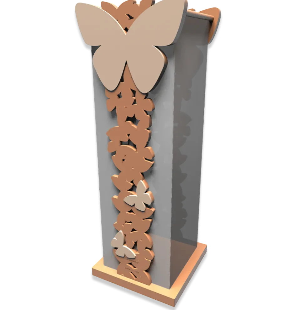 Portaombrelli moderno farfalle legno colore abbronzato