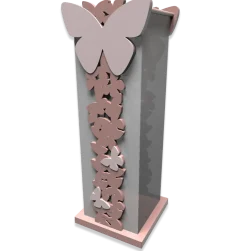 Portaombrelli moderno farfalle legno rosa nuvola