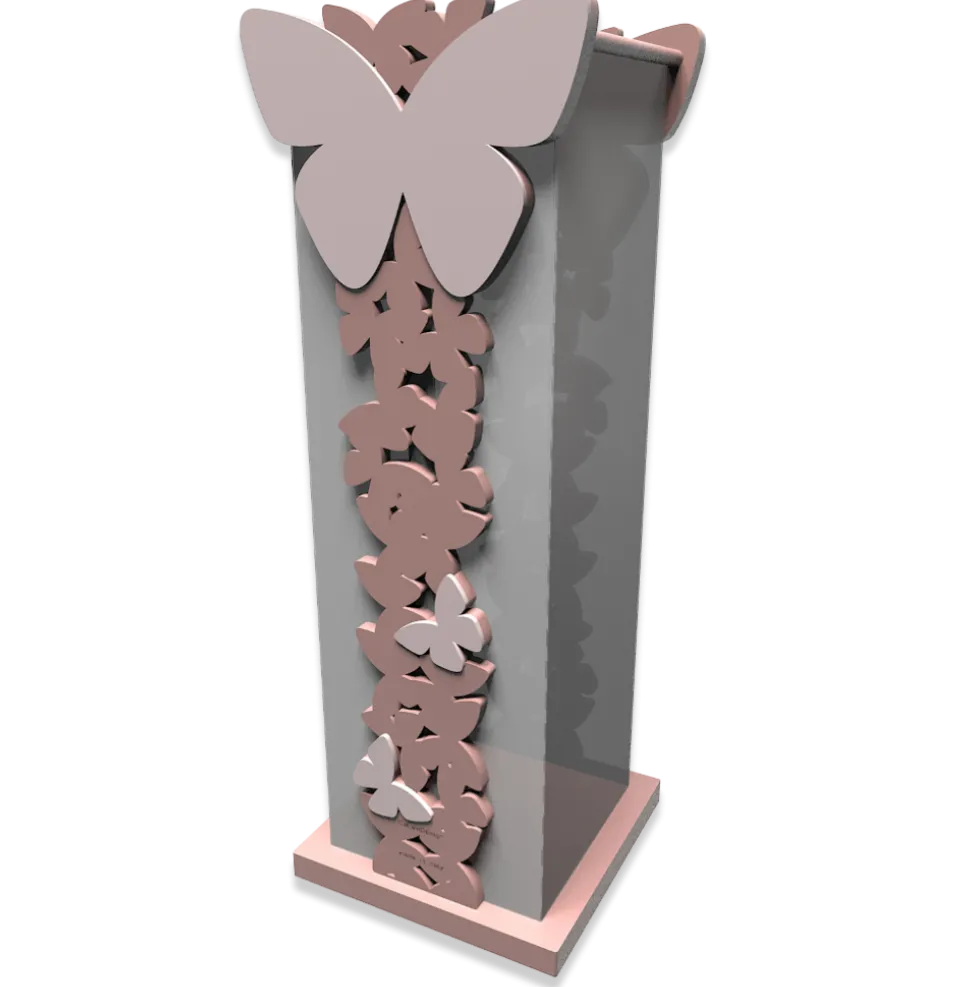 Portaombrelli moderno farfalle legno rosa nuvola