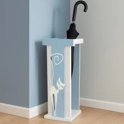 Portaombrelli moderno gatto legno bianco design