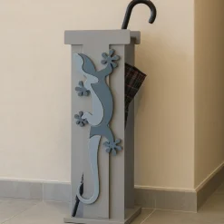 Portaombrelli moderno geko legno colore azzurro polvere