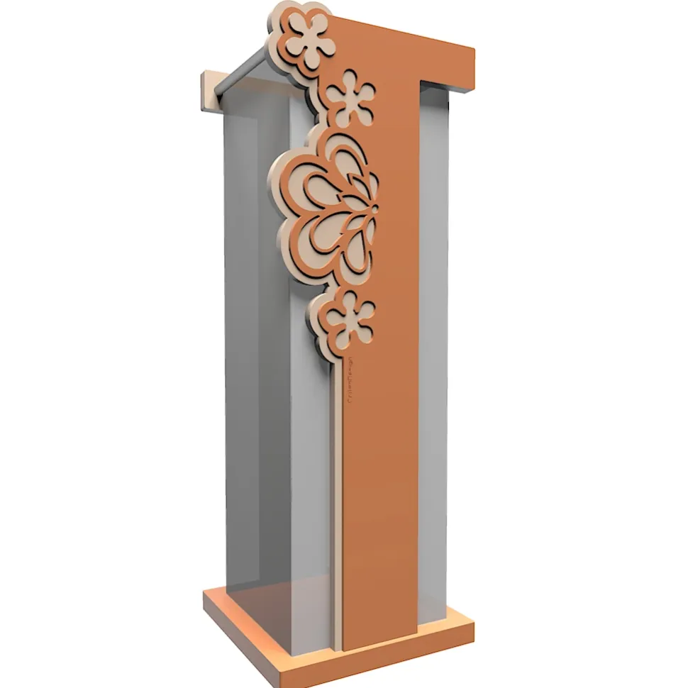Portaombrelli moderno merletto legno colore terracotta