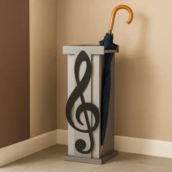 Portaombrelli moderno musicale chiave di violino legno nero grigio