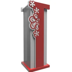 Portaombrello moderno da terra design legno colore rosso rubino grigio