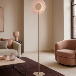 Pt andy ondaluce lampada da terra led vetro rosa moderna