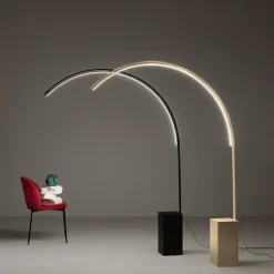 Pt biblio ondaluce piantana ad arco design led 3000k oro dimmerabile
