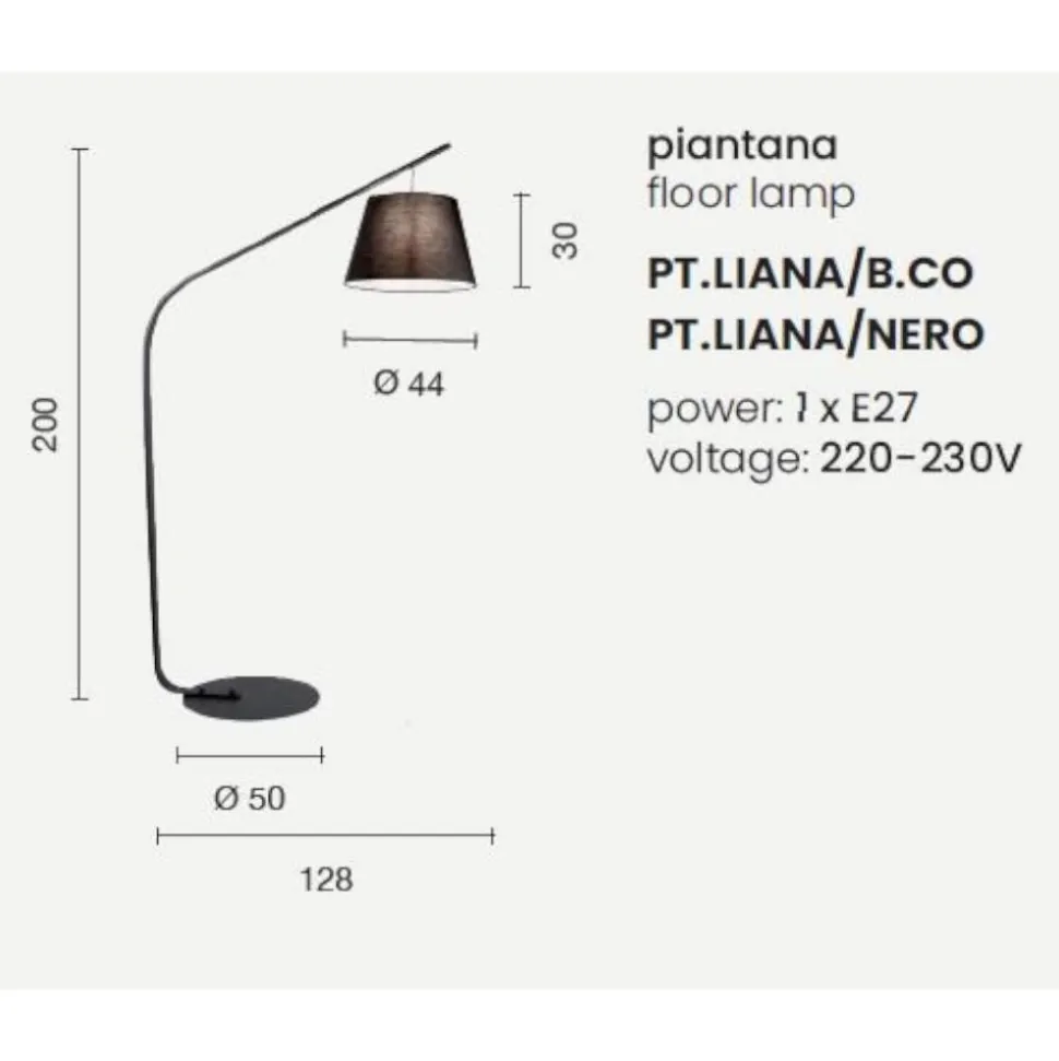 Pt liana ondaluce lampada ad arco nera design per salotto moderno