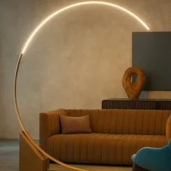 Pt rune ondaluce piantana ad arco design moderno led 3000k oro