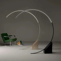 Pt rune ondaluce piantana ad arco design moderno led 3000k oro