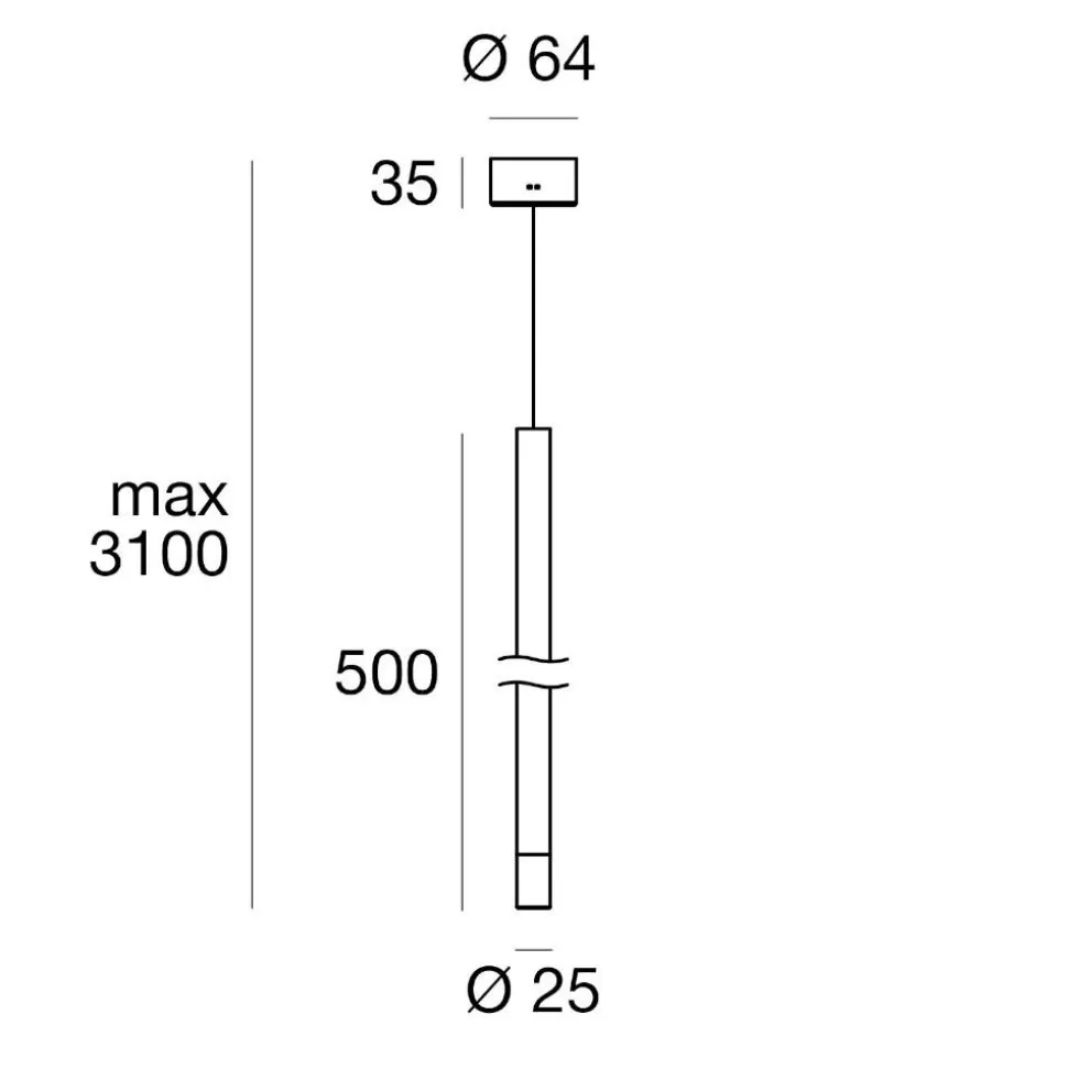 Puccini linea light lampada a sospensione 50cm led 2w 3000k ottone ca108dhgwdi