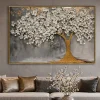 Quadro albero decorato 120x80 cornice oro decoro resina lucido