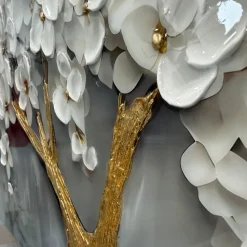 Quadro albero decorato 120x80 cornice oro decoro resina lucido