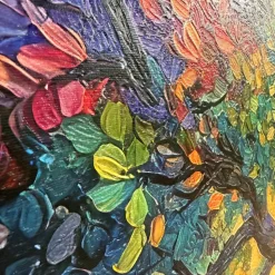 Quadro albero della vita multicolor 77x143 cm stampa con decoro a rilievo