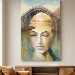 Quadro anima femminile 60x90 particolari dorati cornice francese