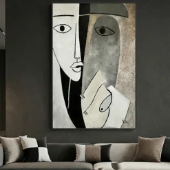 Quadro astratto figurativo artistico materico con cornice 80x120