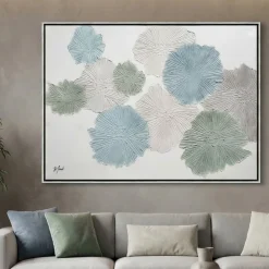 Quadro astratto fiori colorati 92x122 cm cornice nero argento