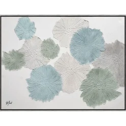 Quadro astratto fiori colorati 92x122 cm cornice nero argento
