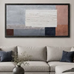 Quadro astratto geometrico 60x120 cm pittura in rilievo cornice