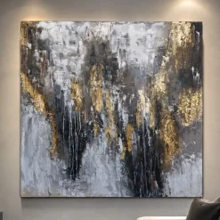 Quadro astratto moderno materia di luce 80x80 cm dipinto a rilievo per salone