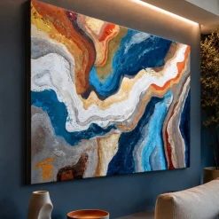 Quadro astratto onde di colore 80x120 cm dipinto moderno materico per soggiorno