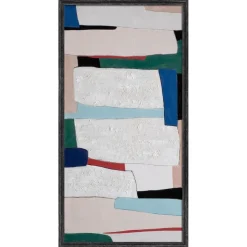 Quadro astratto su tela 60x120 verticale cornice legno nero