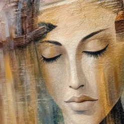 Quadro astratto 50x70 anima femminile particolari dorati