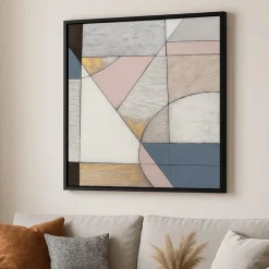 Quadro astratto 100x100 cm cornice legno nero per salotto